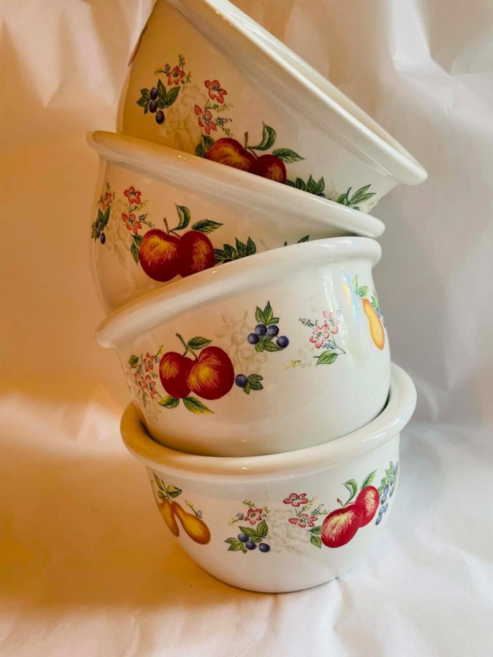 Corelle Coordinates 7 oz Stoneware Bowls Set of 4 fruit basket pattern oven safe